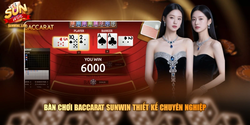 Bàn chơi Baccarat SUNWIN thiết kế chuyên nghiệp