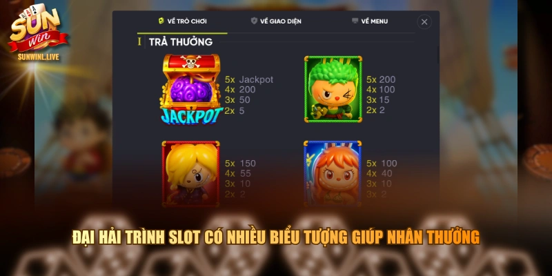 Đại hải trình slot có nhiều biểu tượng giúp nhân thưởng