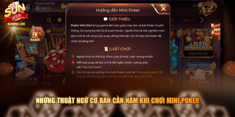 Những thuật ngữ cơ bản cần nắm khi chơi Mini Poker