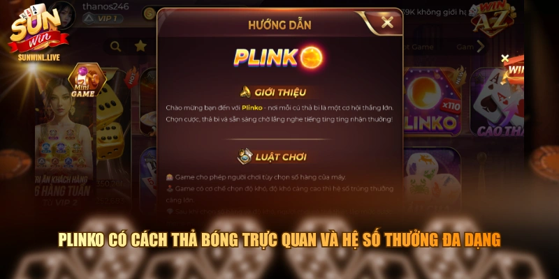 Plinko có cách thả bóng trực quan và hệ số thưởng đa dạng