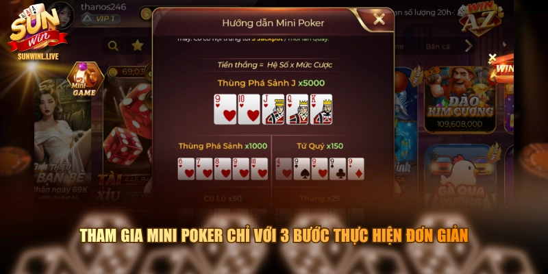 Tham gia Mini Poker chỉ với 3 bước thực hiện đơn giản